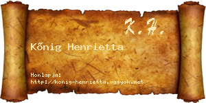 Kőnig Henrietta névjegykártya